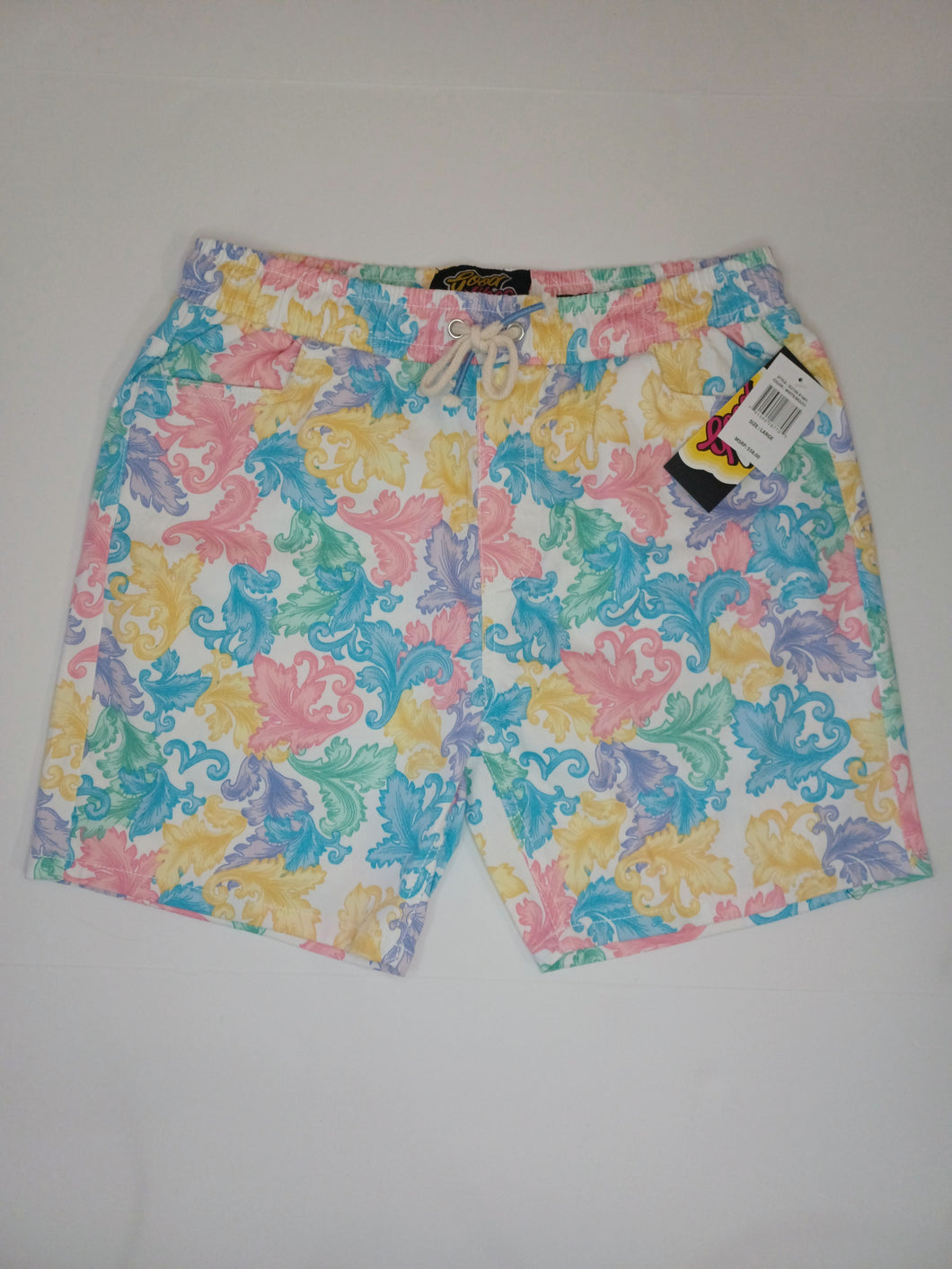 White multi young mens shorts size L